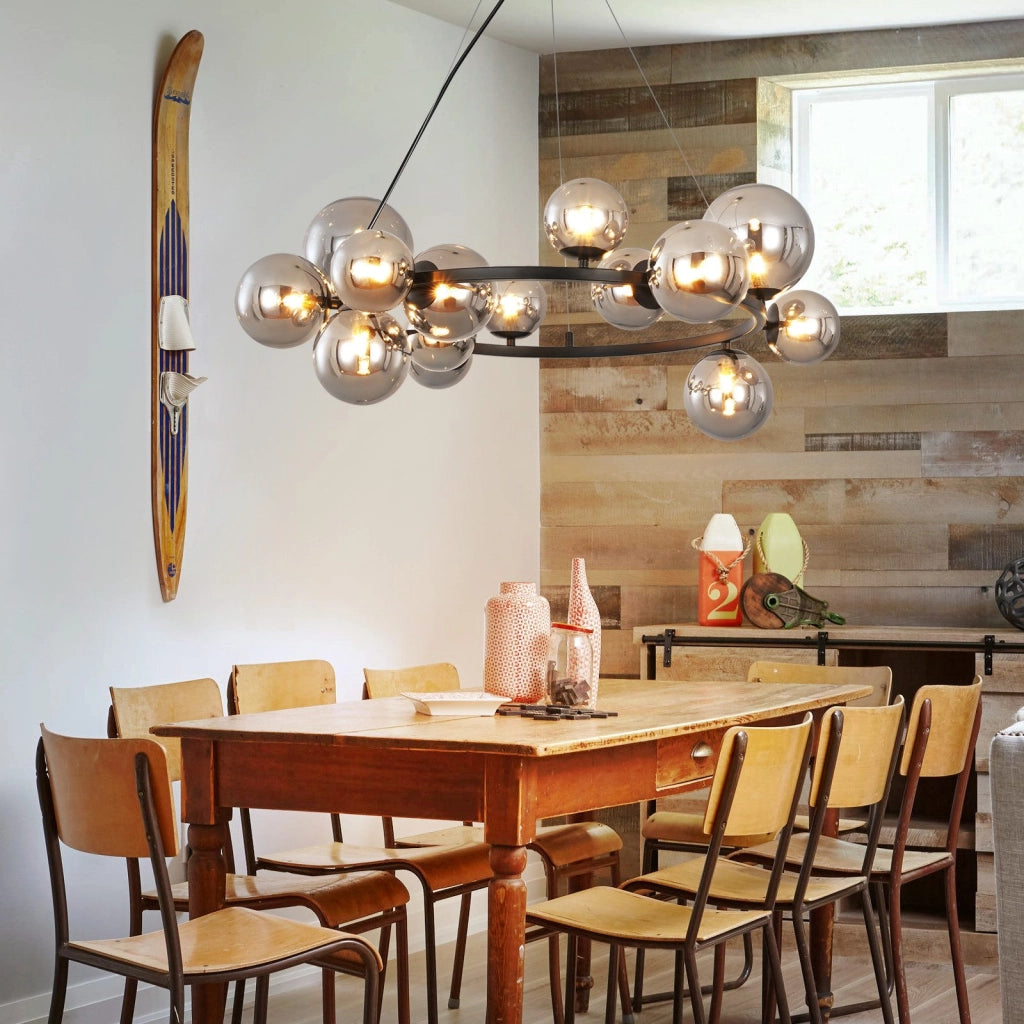 Lampada a sospensione ZMH moderna per sala da pranzo 14 fiamme lampadario G9 con sfera in vetro