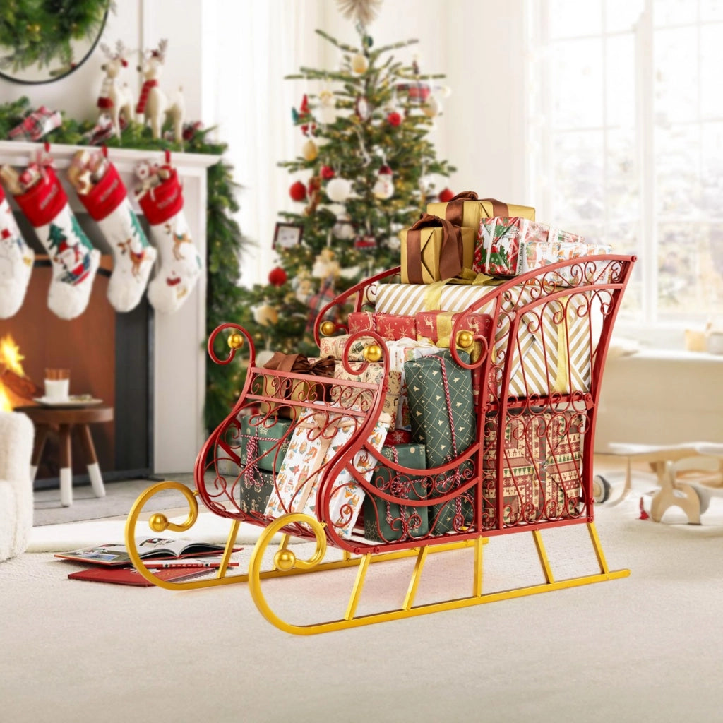 Cestino slitta di babbo natale in metallo per natale decorazione natalizia per casa, Cestino slitta decorativa festiva-Decorazioni natalizie
