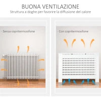 Copritermosifone in Legno Bianco per Caloriferi e Radiatori, con Struttura a Doghe e Ripiano, 112 x 19 x 81cm