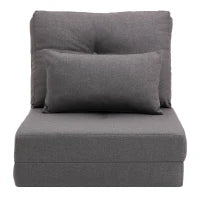 Divano da Pavimento Materasso Pieghevole, Design 2-in-1, Cuscino Rimovibile, 60 x 80 x 56 cm, Grigio Scuro