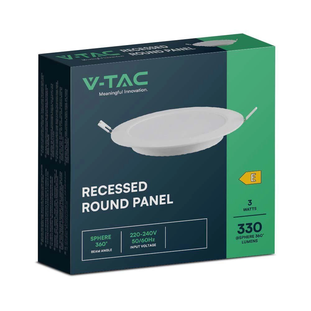 Faretto incasso LED V-TAC tondo 3W 330lm 3000K bianco