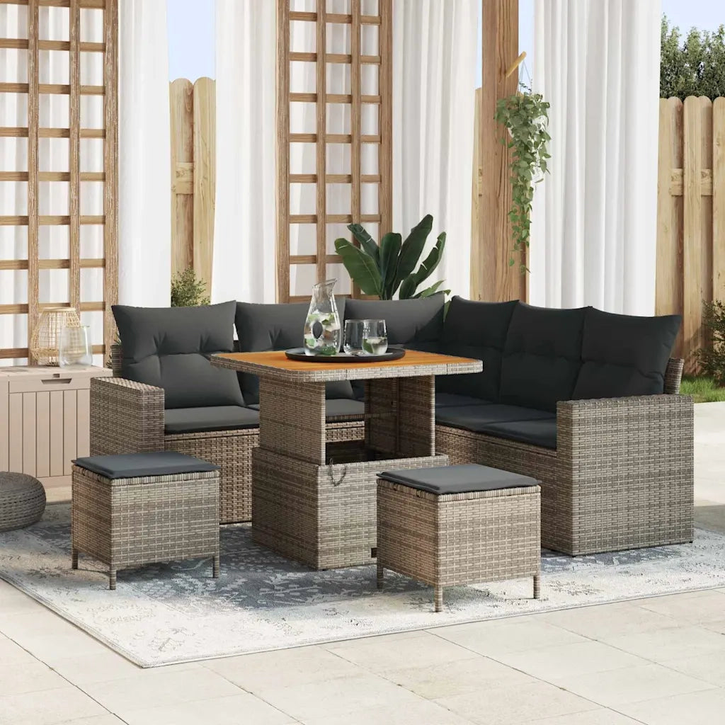 Set Divano da Giardino 8 pcs Grigio polyrattan 3361613