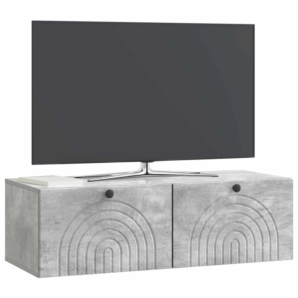 Mobile Porta TV da Muro-Credenza per TV sospesa Grigio Cemento 99 x 41 x 30 cm