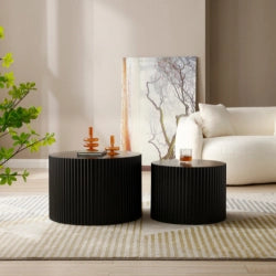 TAVOLINO Set da 2 pezzi 67x67x48 cm MDF Nero, impilabili