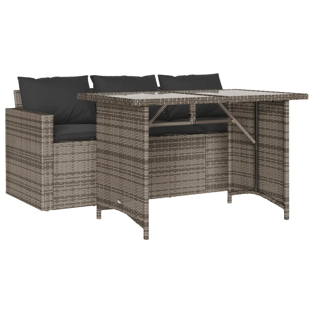Set da Pranzo da Giardino 2 pz | Set Salotto da Giardino con Cuscini in Polyrattan Grigio