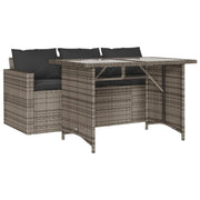 Set da Pranzo da Giardino 2 pz | Set Salotto da Giardino con Cuscini in Polyrattan Grigio