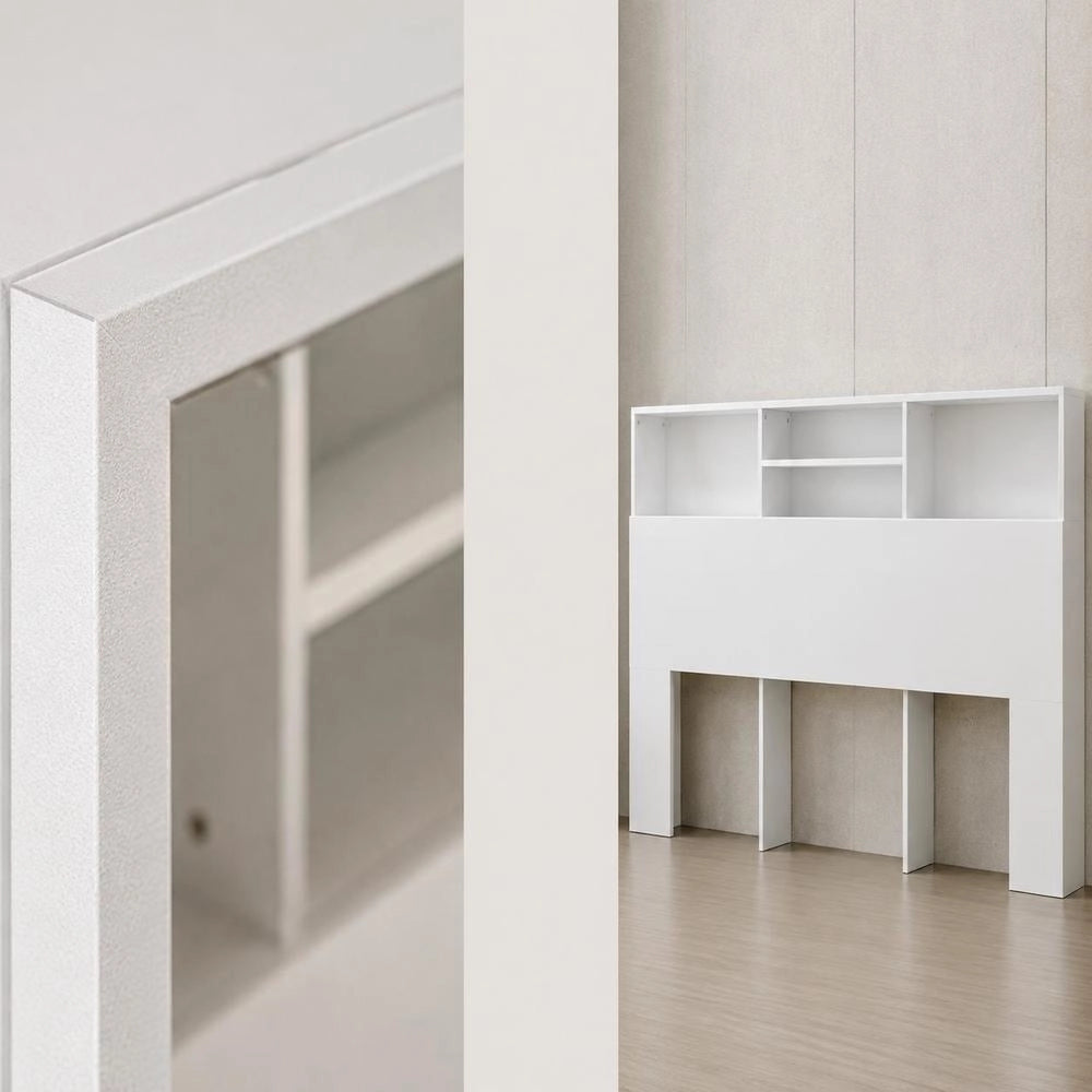 Bed Headboard With Shelves, White, 180x19x103.5 Cm