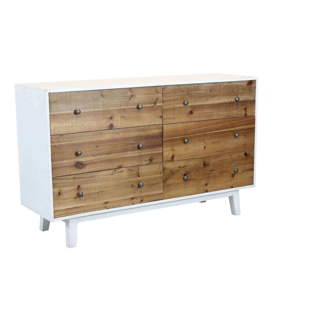 MOBILE BALDRIC IN LEGNO BIANCO CON 6 CASSETTI MARRONI 146 X 45 X H90 CM