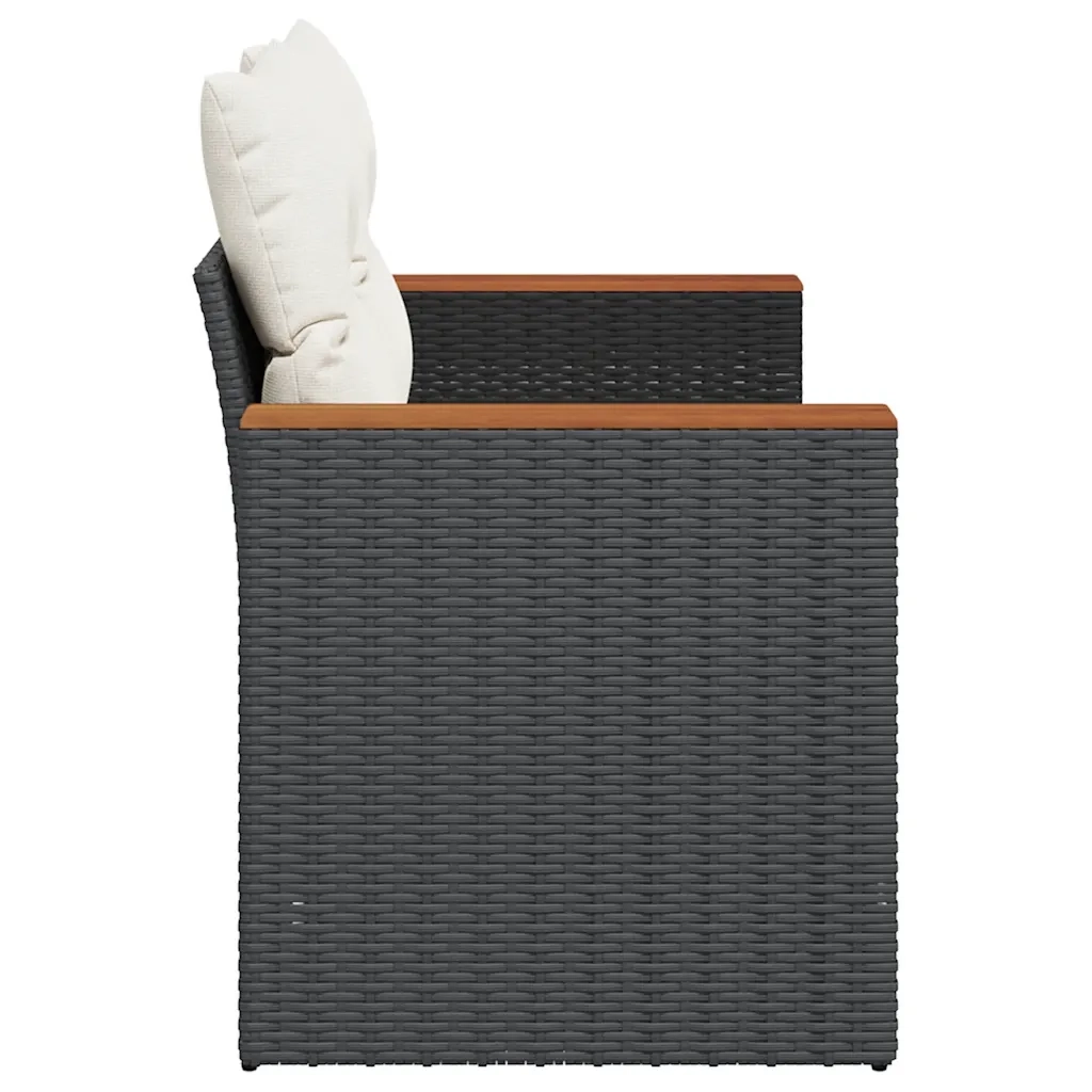 Divano da Giardino con Cuscini a 2 Posti Nero in Polyrattan 366008