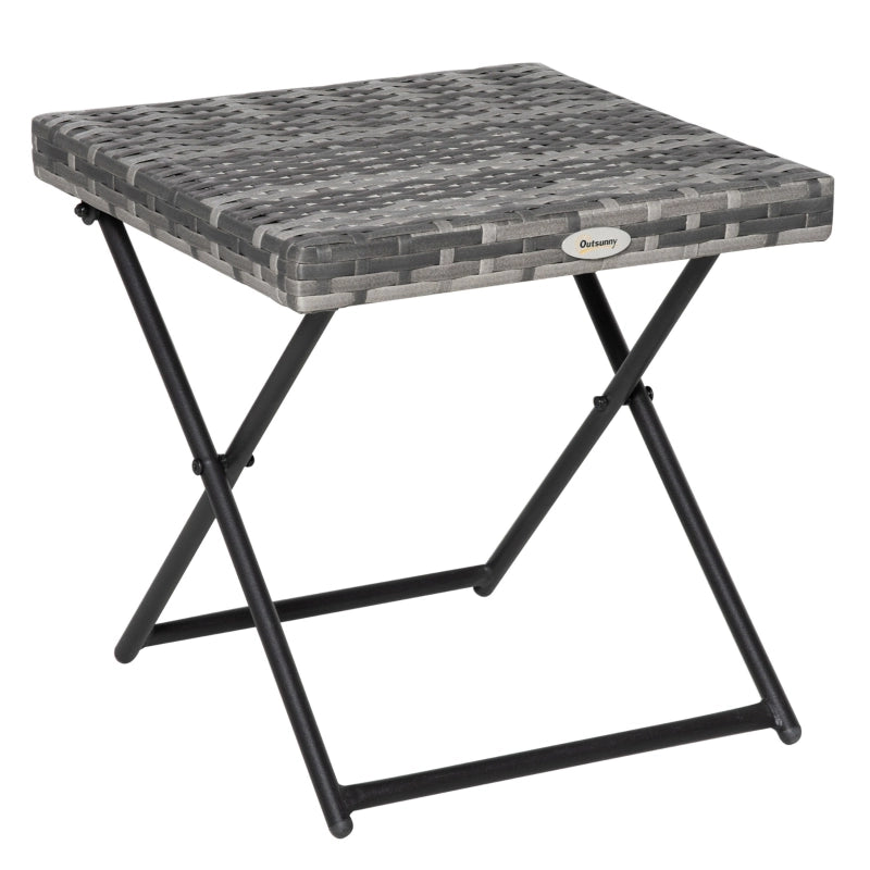 TAVOLO da giardino pieghevole 40x40x40 cm Rattan Grigio