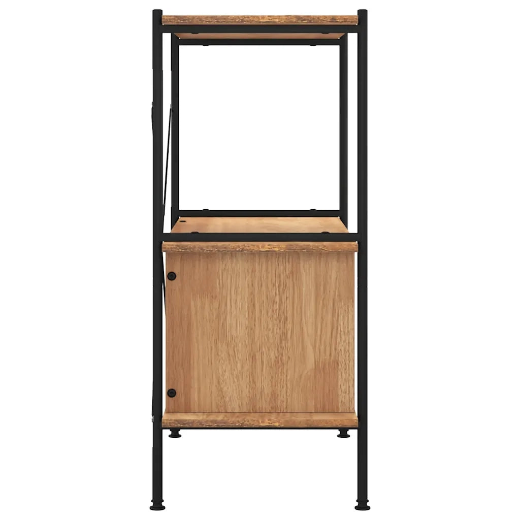 Scaffalatura 3 Livelli con Mobiletto 80x40x92cm Acciaio e Legno