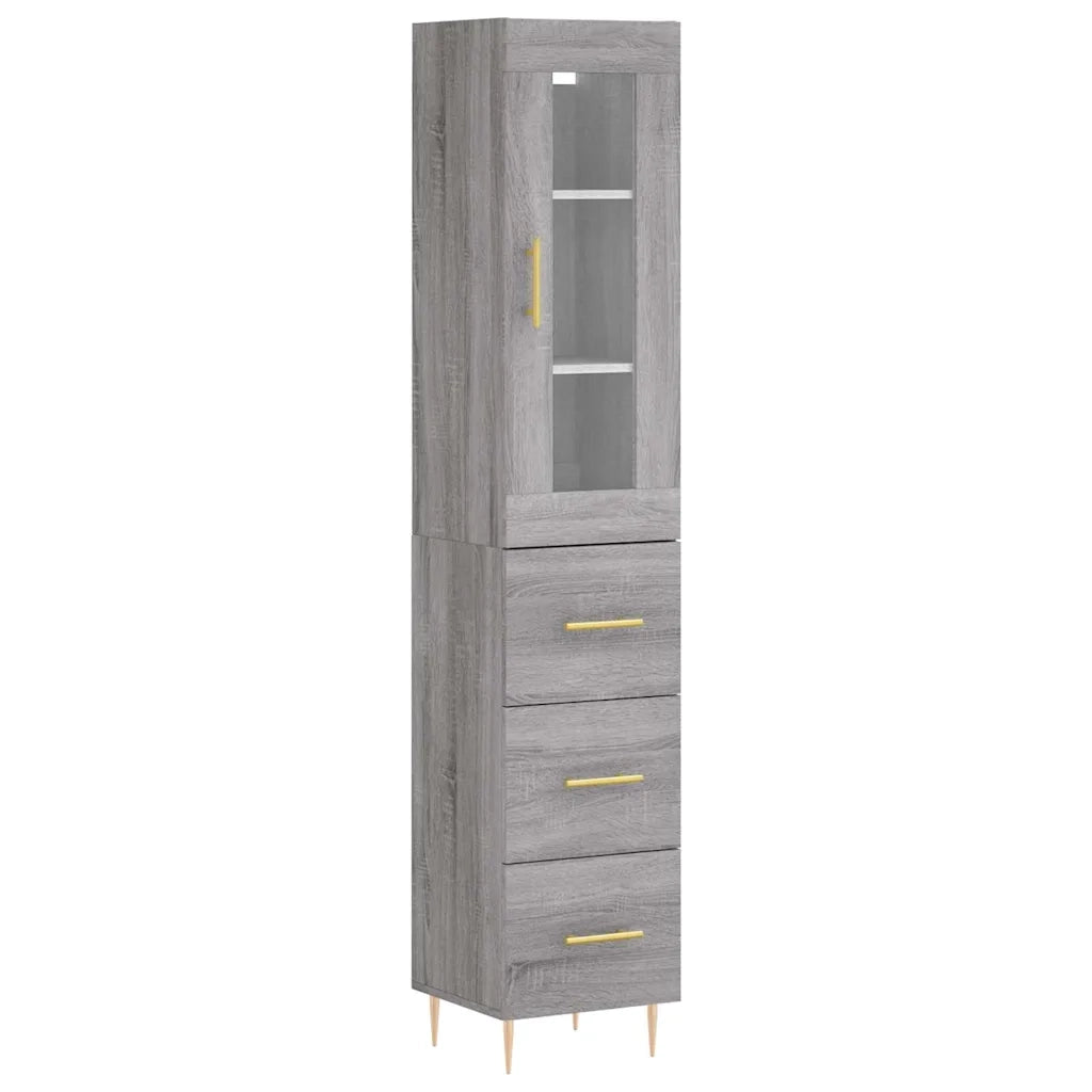 Credenza | Madia | Buffet da pranzo | Armadio da pranzo Grigio Sonoma 34,5x34x180 cm in Legno Multistrato