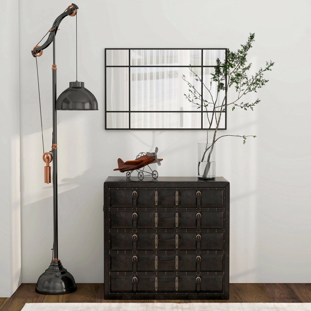 Specchio da Parete Decorativo Rettangolare ¨C Xylo ¨C Cornice Metallica Nera 90x60 cm