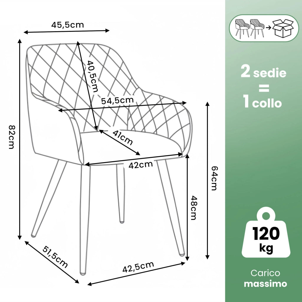 Set di 2 Sedie in velluto con cuciture a rombi VELTO Beige gambe nere