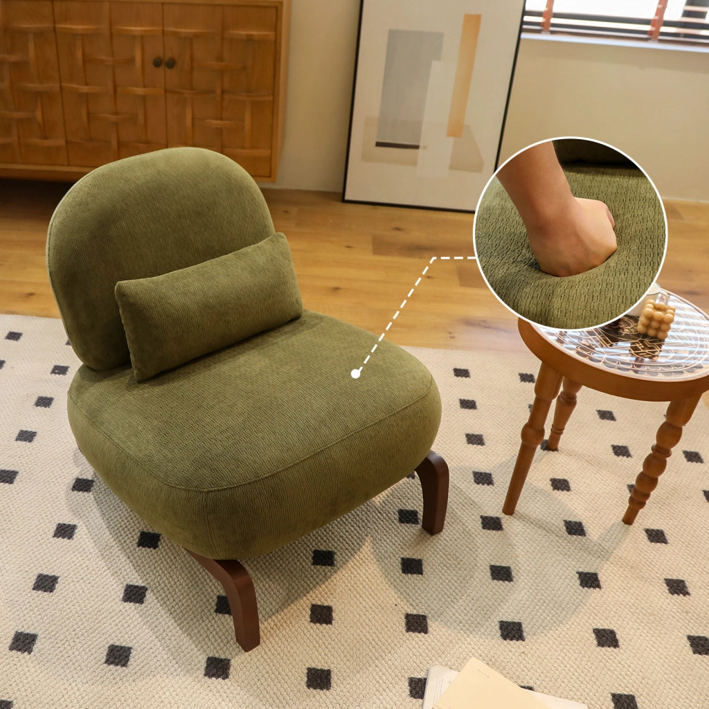 Poltrona in Velluto con Cuscino Morbido e Gambe in Legno ¨C MINIMAL ¨C Grigio
