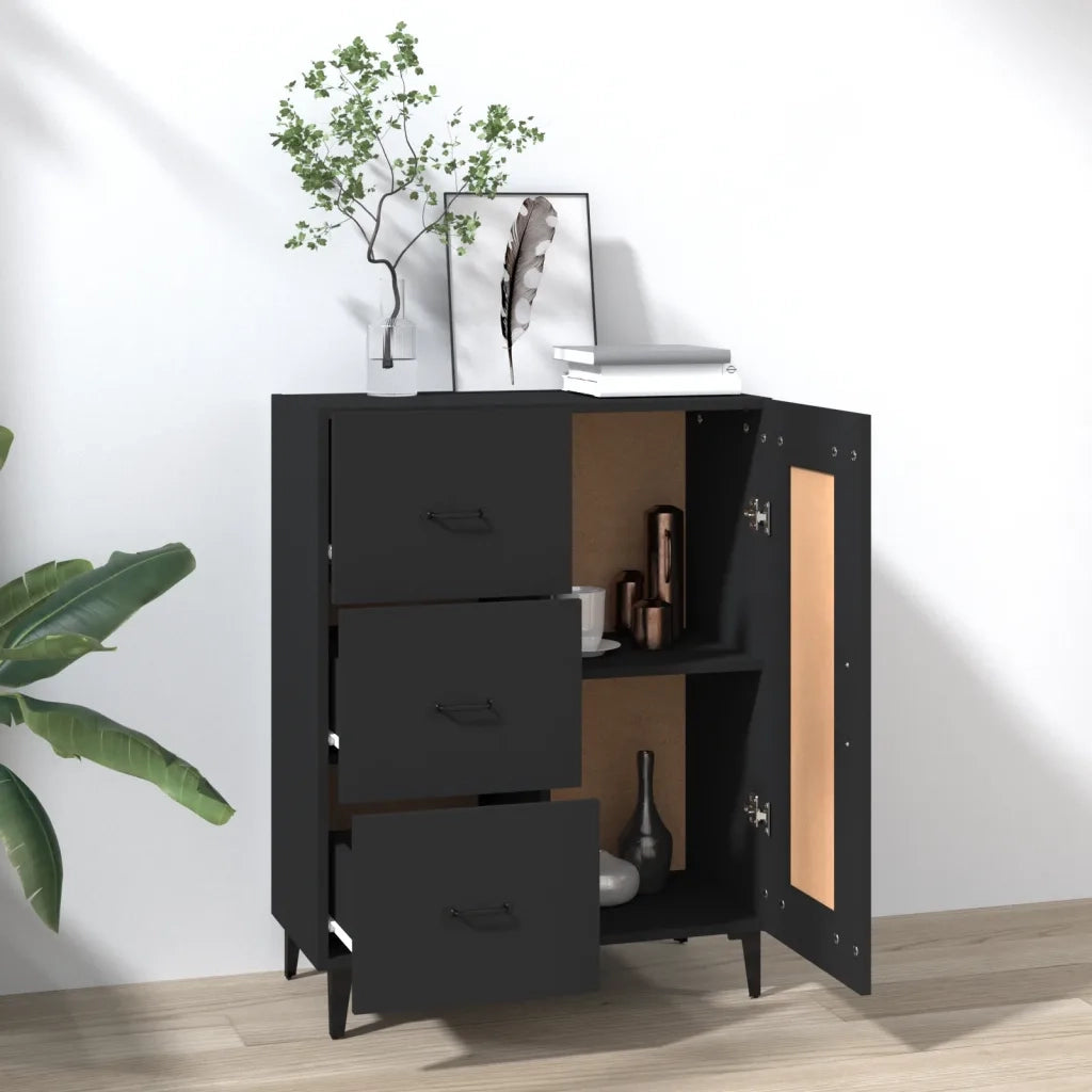 Credenza | Madia | Buffet da pranzo | Armadio da pranzo Nera 69,5x34x90 cm in Legno Multistrato