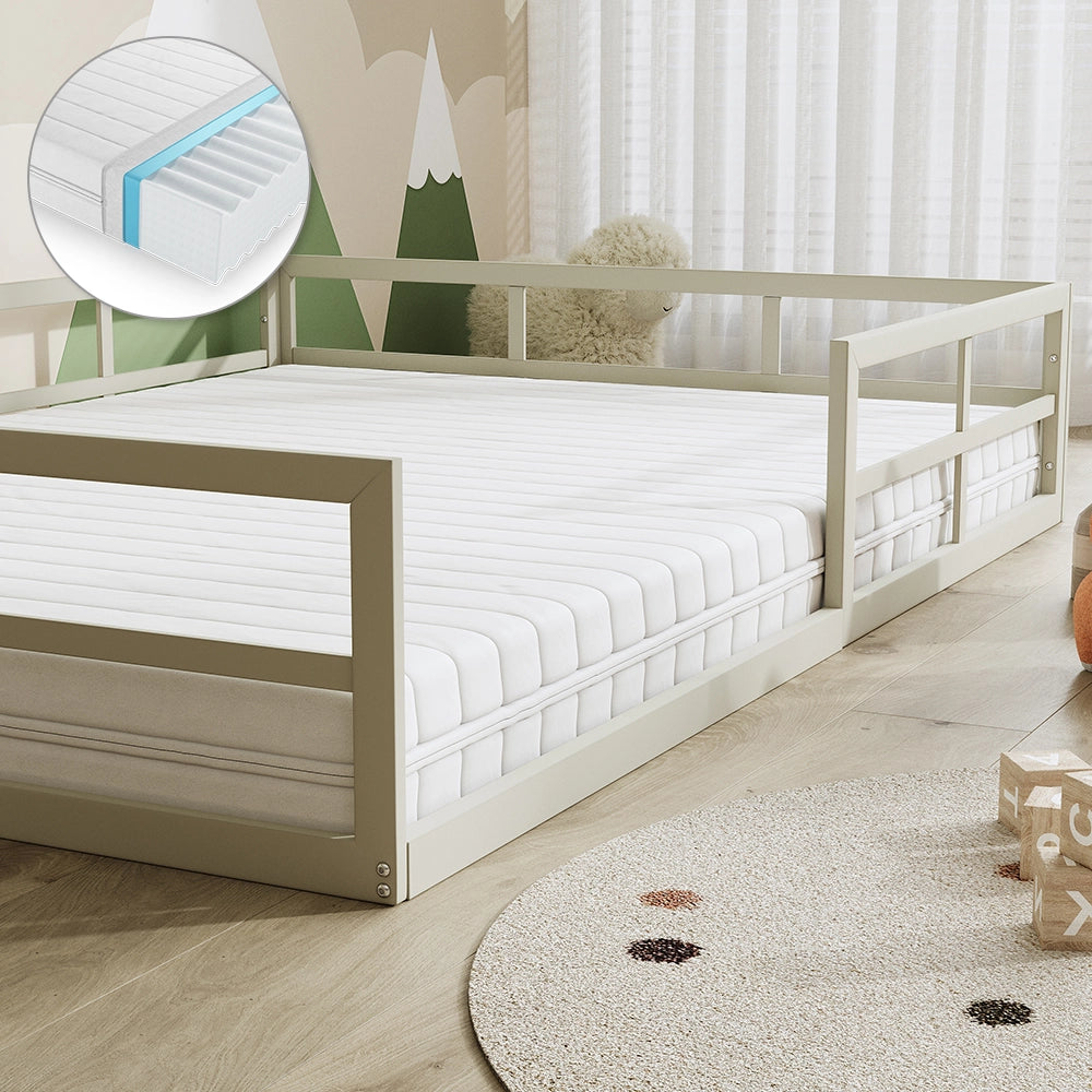 Vitalispa Letto per bambini Grigio 140x200 con materasso