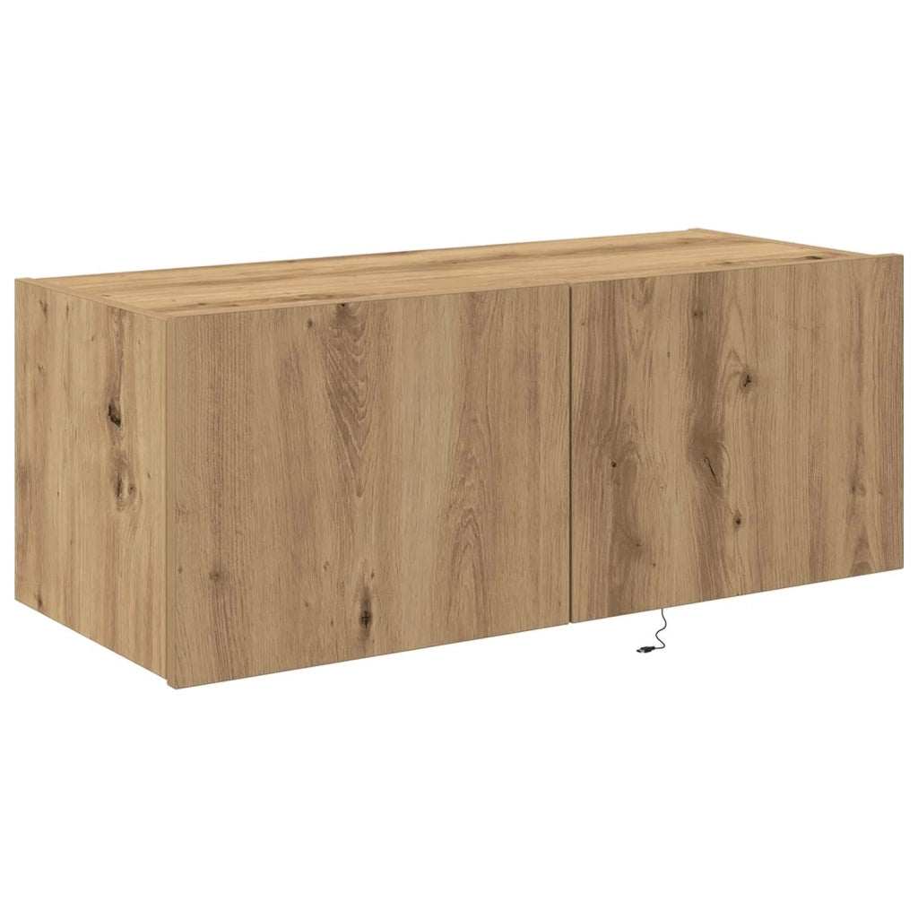 Mobile TV da parete con LED Rovere artigianale 80 x 35 x 31 cm 863106