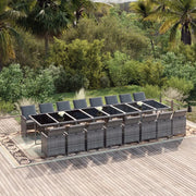 Set da Pranzo per Giardino 17pz con Cuscini Polyrattan Grigio cod mxl 36005