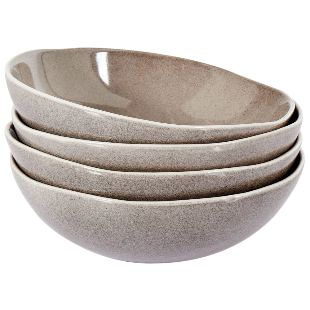 Set di 4 piatti fondi fatti a mano finitura smalto reattivo Grigio Cucina Sala da pranzo
