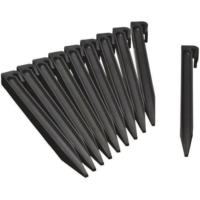 NATURE Sacchetto di 10 ancore per bordi da giardino in polipropilene - H 26,7 x 1,9 x 1,8 cm - Nero