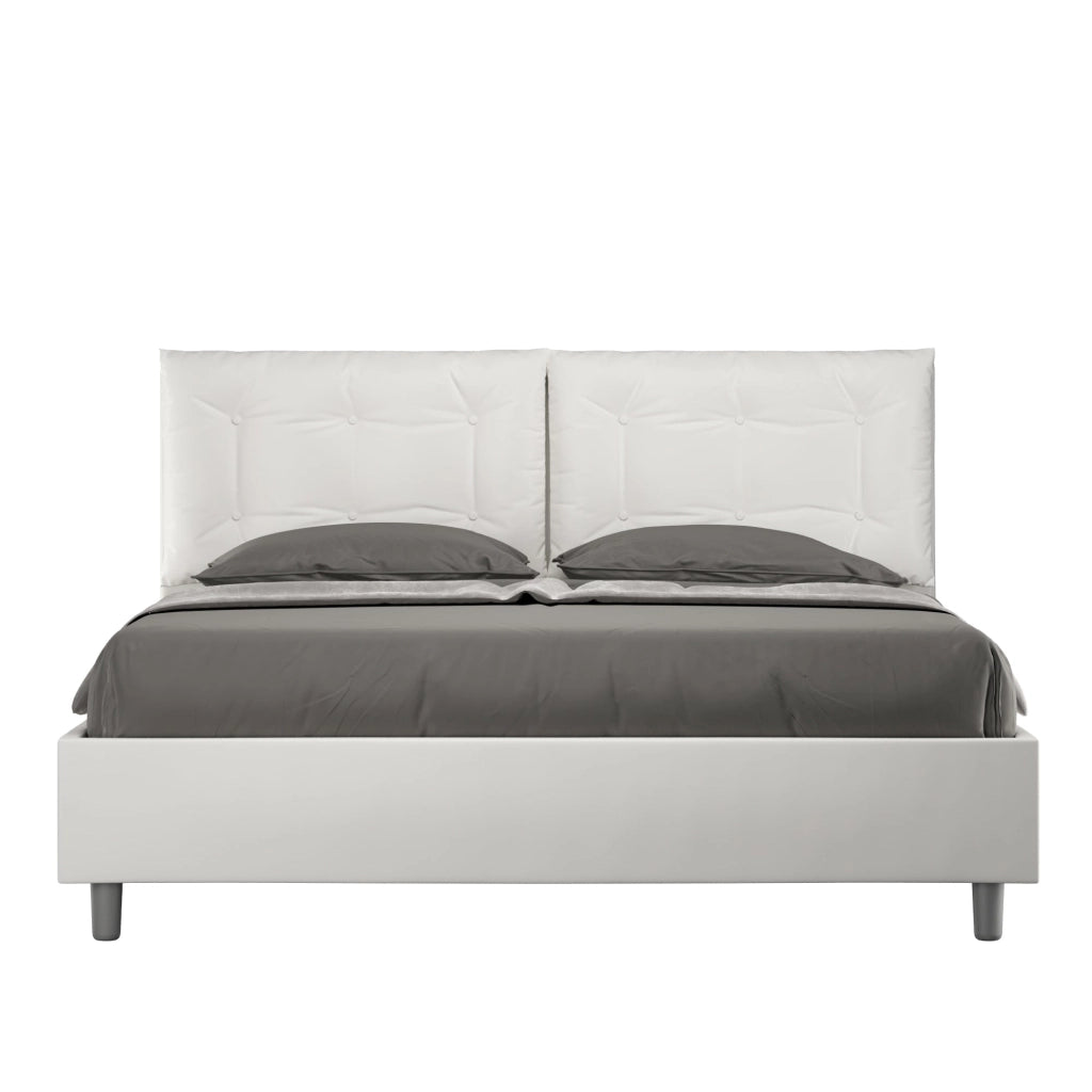 Letto matrimoniale senza rete imbottito 160x190 similpelle cappuccino Annalisa