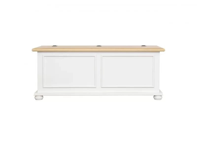 Cassapanca in legno shabby bianco naturale 116,5x40,5x46 - Mobili 2G