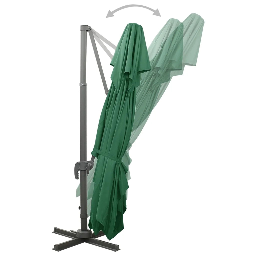 Ombrellone a Sbalzo con Doppia Copertura 400x300 cm Verde cod mxl 18196