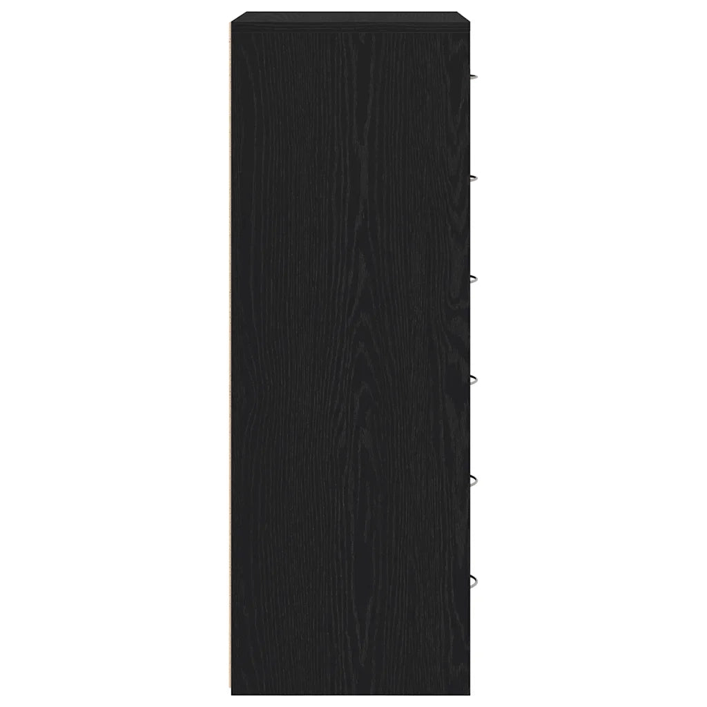 Credenza con 6 Cassetti Rovere Nero 50x34x96 cm in Truciolato 862442