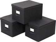 Set di 3 Scatole di Archiviazione Multifunzione per Uomo con Scomparti 40x30x25cm Nero RFB03H