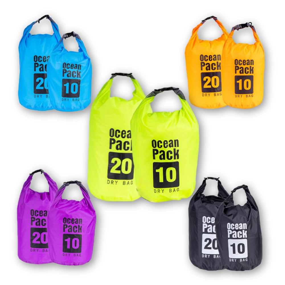 Kit 2pz Borsa Impermeabile 10LT+20LT, Sacca Impermeabile, Chiusura a rotolo