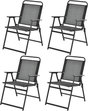 Set di 4 sedie pieghevoli da giardino portatili con schienale alto, sedie da balcone con piedini antiscivolo, sedie da campeggio portata fino a 150 kg, sedie da terrazza per giardino, patio