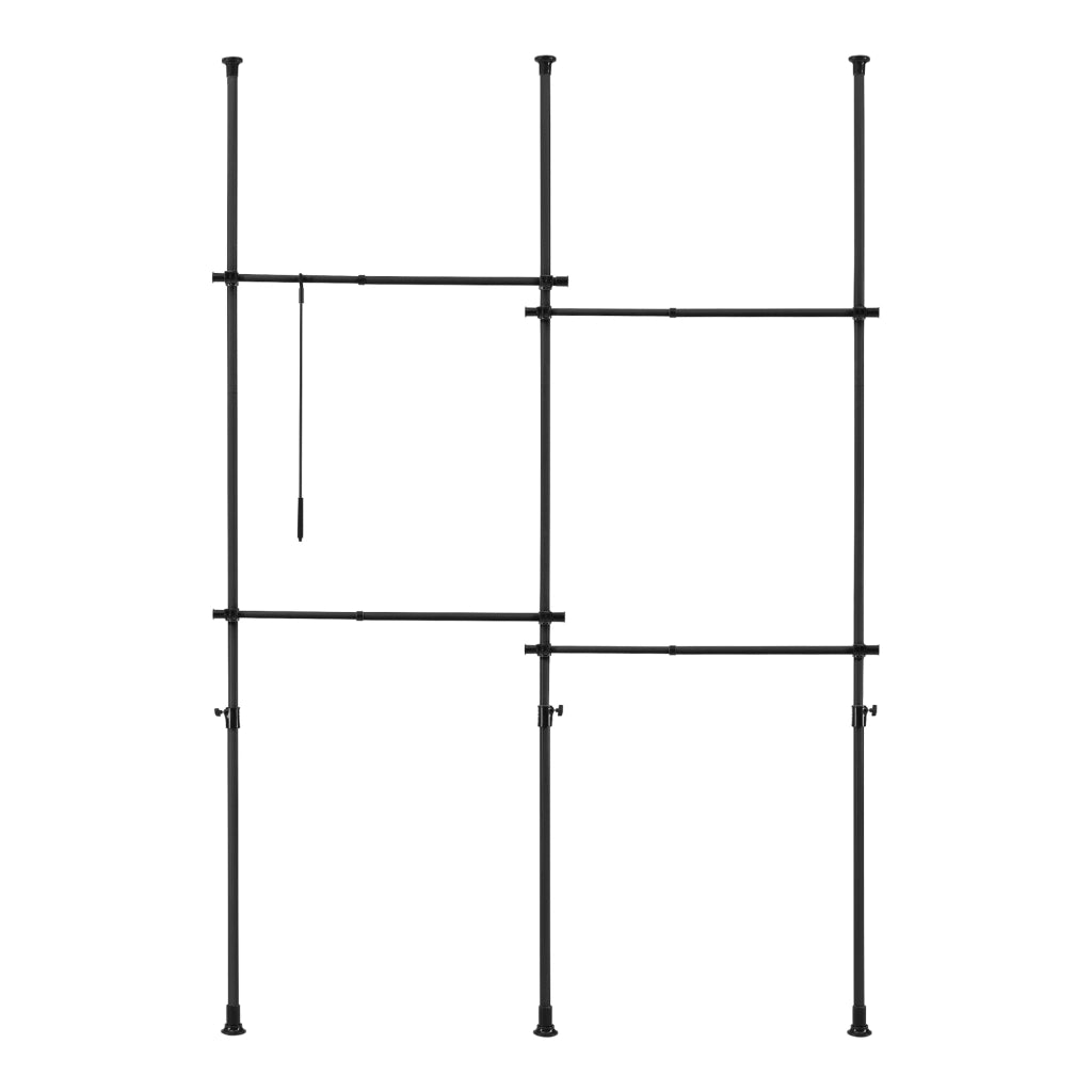 Armadio telescopico in acciaio laccato 150-230 cm 4 aste appendiabiti nero 03_0008157