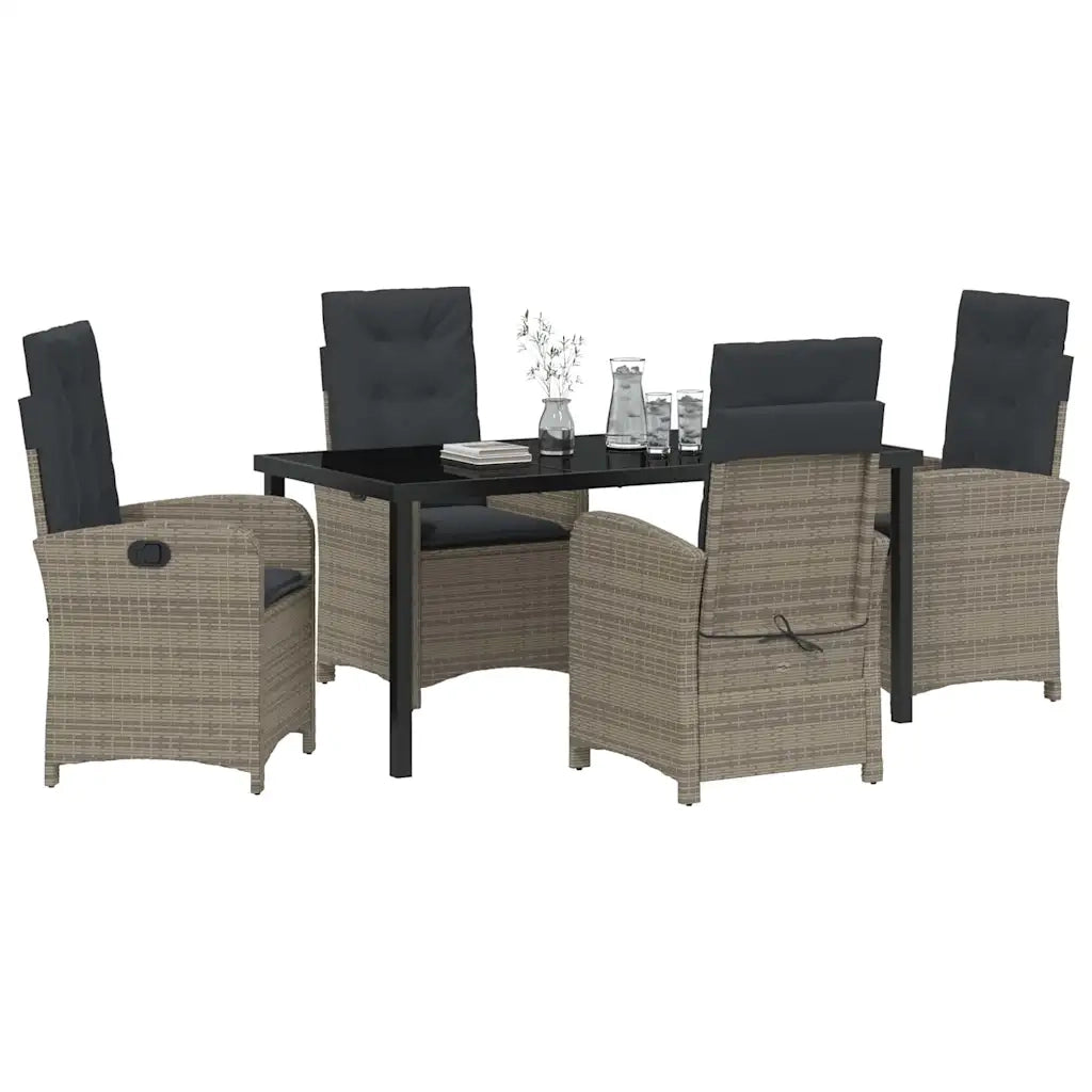 Set da Pranzo per Giardino con cuscino 5 pcs Grigio polyrattan 3380277