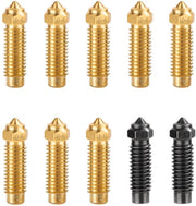 Accessori per stampante 3D - 10 pezzi - Stampa in ottone - 5 x 0,4 mm - 1 x 0,6 mm - 1 x 0,8 mm - 1 x 1,0 mm - Finishing dorato/nero - Spout per stampante 3D