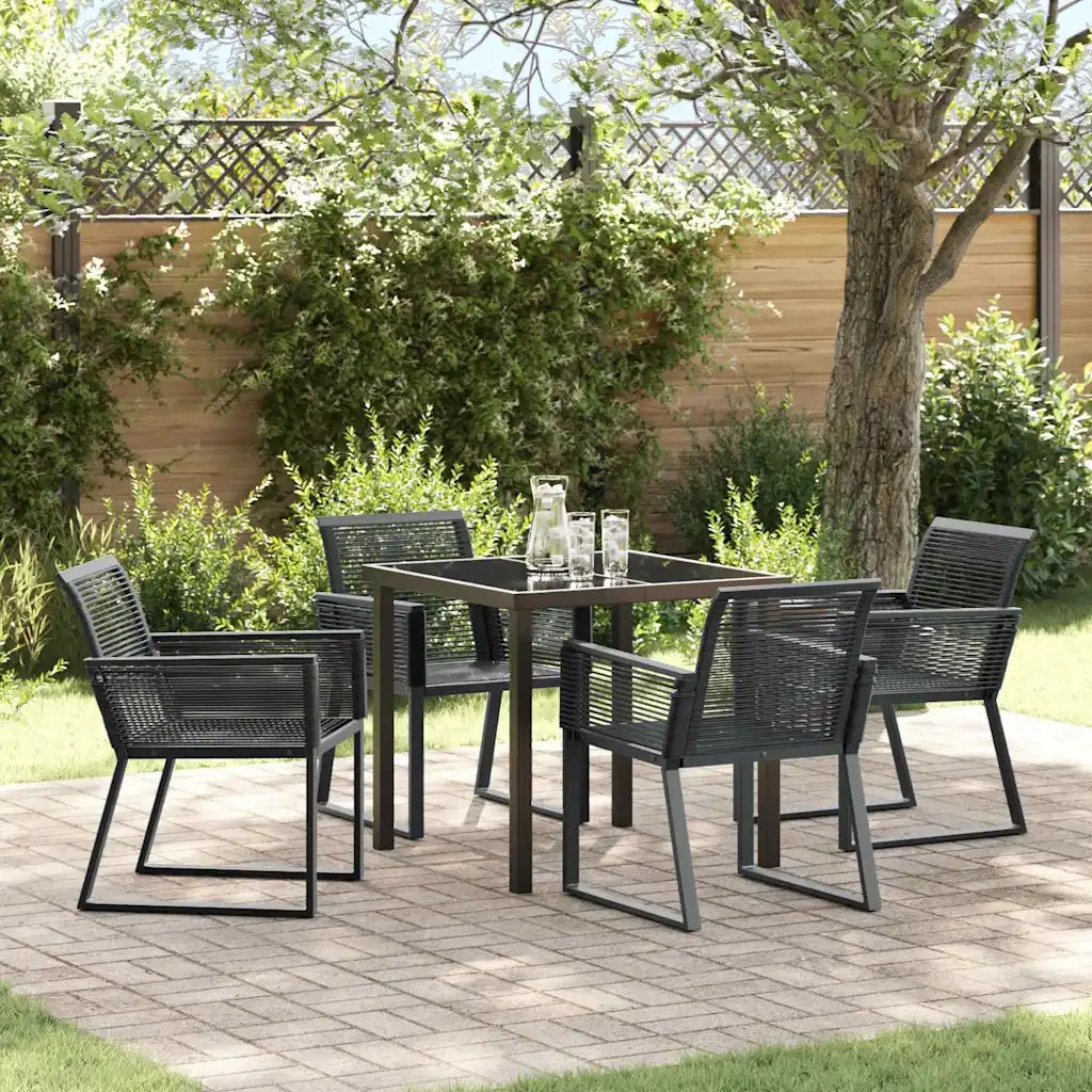 Set da Pranzo per Giardino 5 pcs Nero