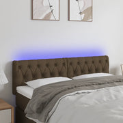 Testiera a LED-Testata con LED Marrone Scuro 160x7x78/88 cm in Tessuto