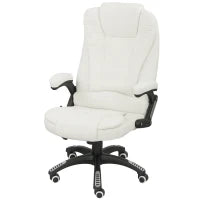 Sedia da Ufficio Ergonomica con Funzione Massaggio, 68 x 72 x 110–120 cm, Crema
