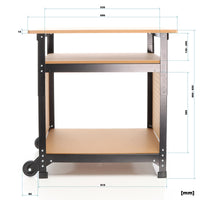 Banco da lavoro portatile 68x50x66-82 cm Tavolo da lavoro con altezza regolabile e 2 ripiani