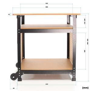 Banco da lavoro portatile 68x50x66-82 cm Tavolo da lavoro con altezza regolabile e 2 ripiani