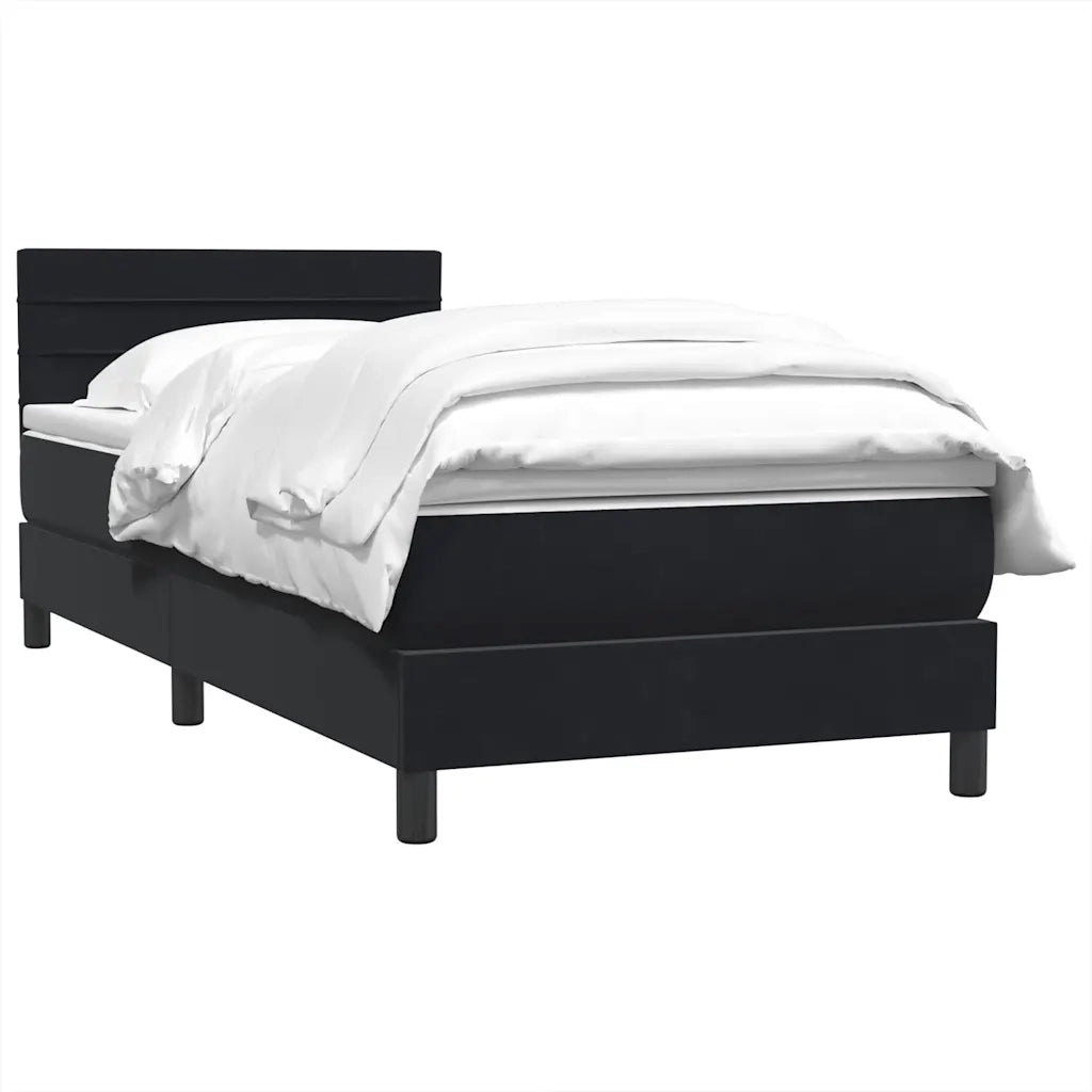 Giroletto a Molle con Materasso Nero 90x210 cm in Velluto
