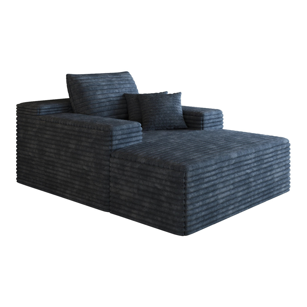 DIVANO Chaise Longue in Velluto a Coste Blu senza montaggio