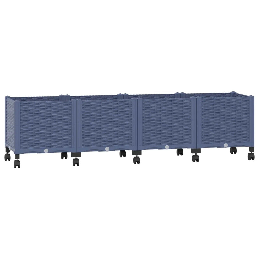 Vaso da Giardino con Ruote Blu Grigio 160 x 40 x 48 cm PP 3423135