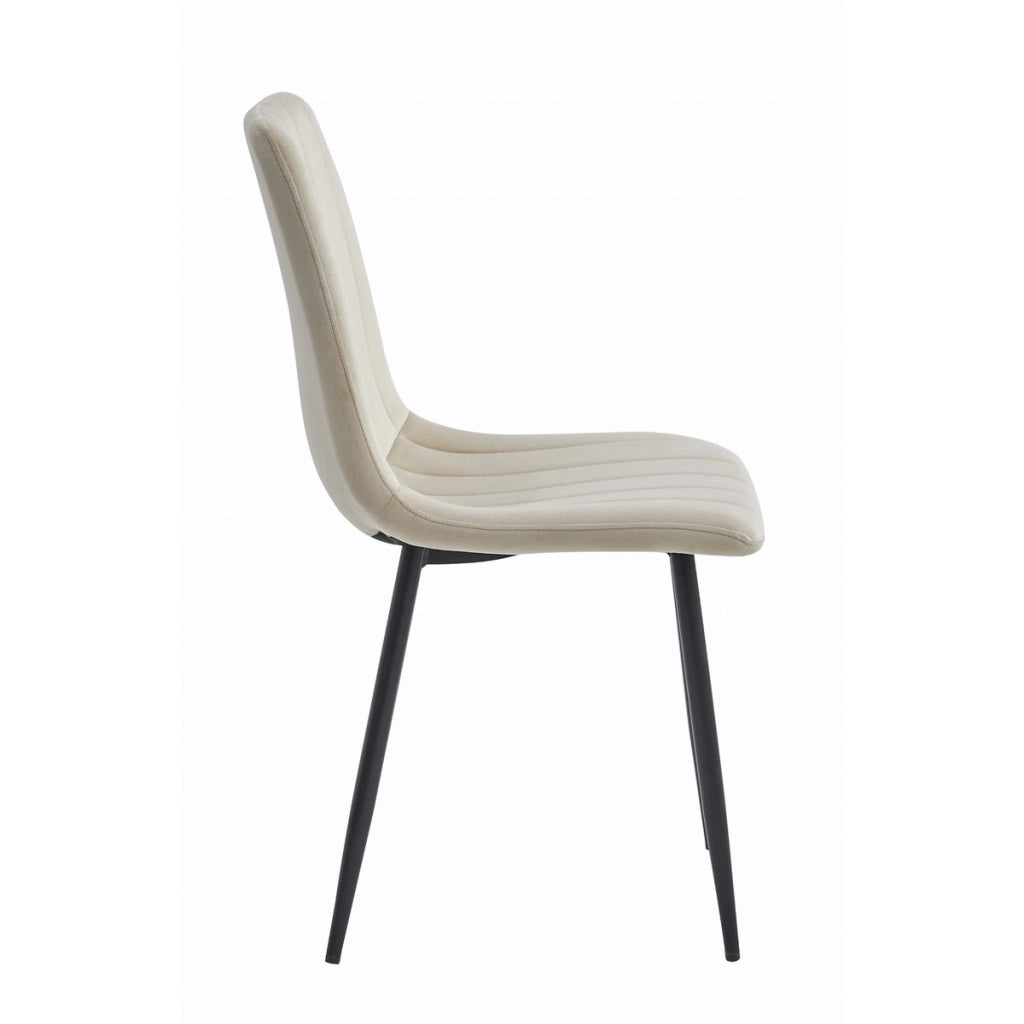 Sedia LAVA in velluto beige chiaro con gambe nere