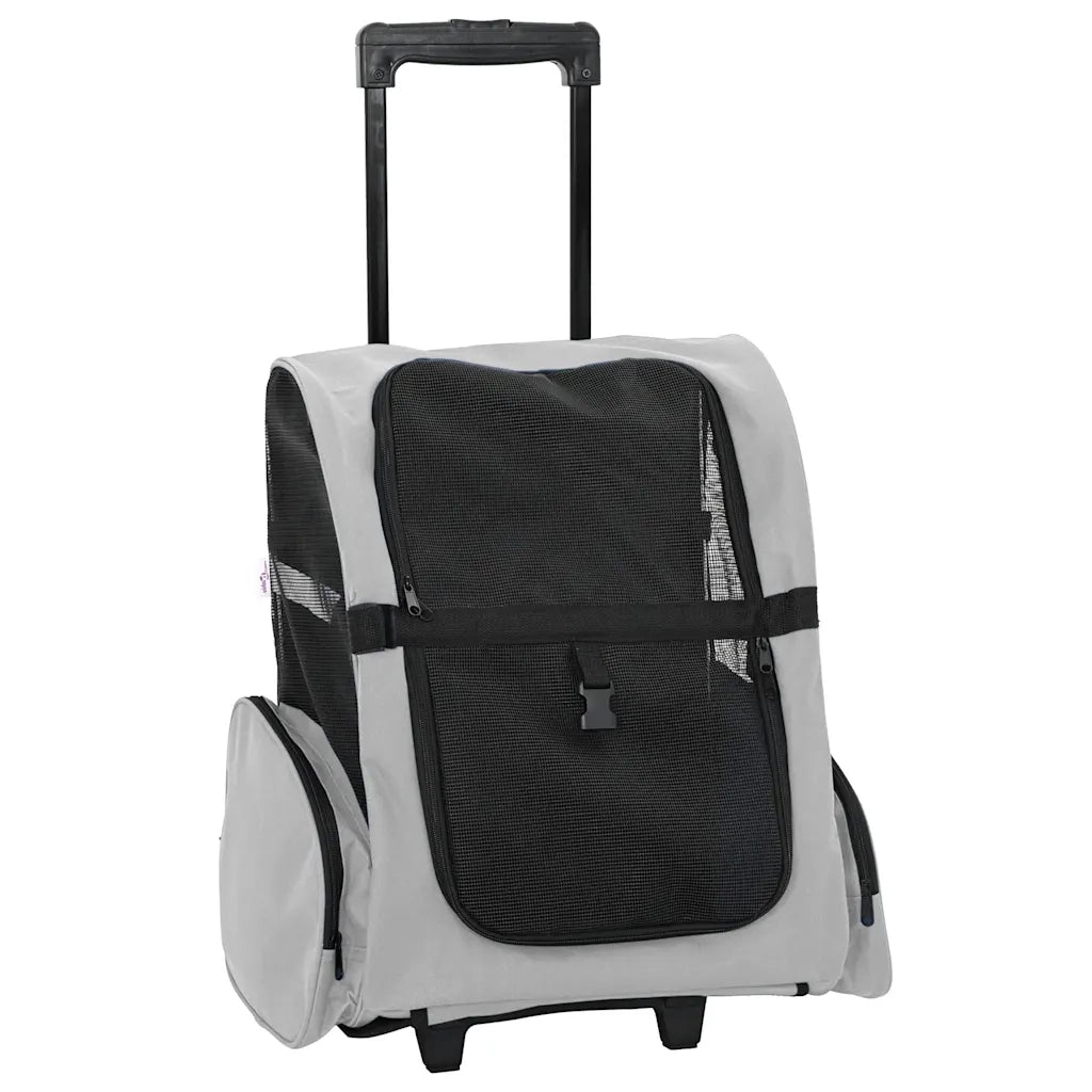 vidaXL Carrello per animali domestici 3 in 1 design grigio 48x32x(57-106) cm tessuto Oxford