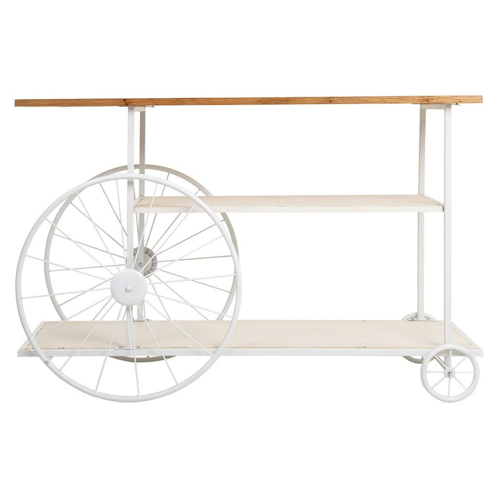 Console in legno e metallo laccato bianco con 2 ripiani 120x42x78h cm