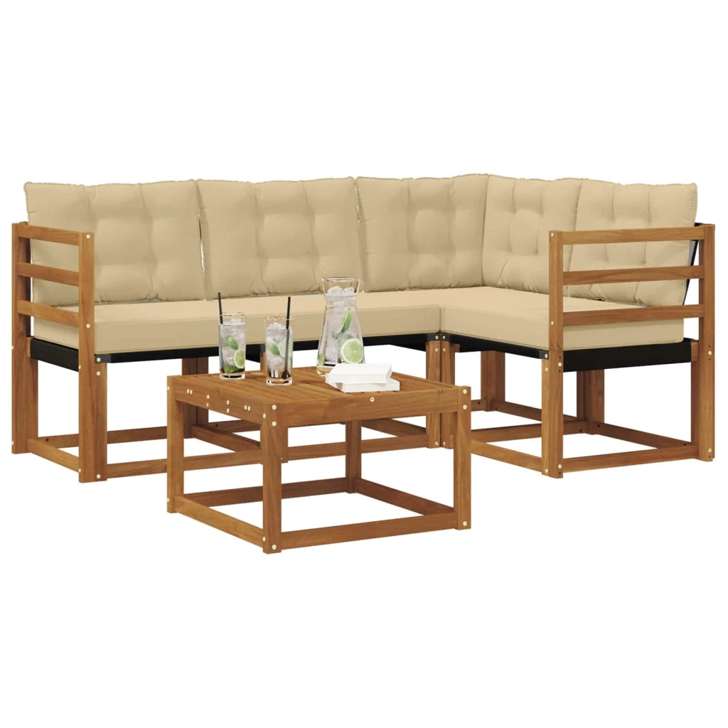 Set di divani da esterno con cuscino 5 pcs Naturale e Beige