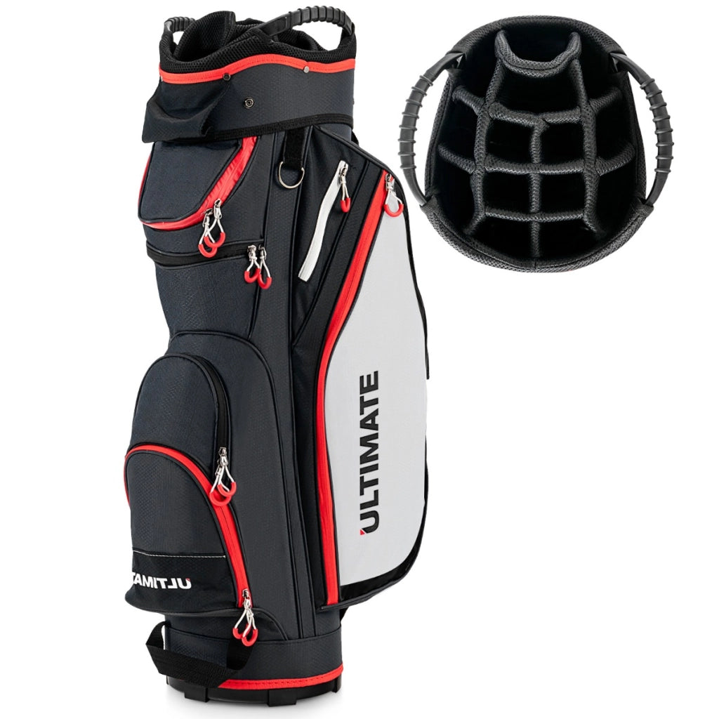 Borsa da golf leggera e di grande capacit¨¤ con 14 divisori 8 tasche tracolla, Borsa da golf portatile Nero