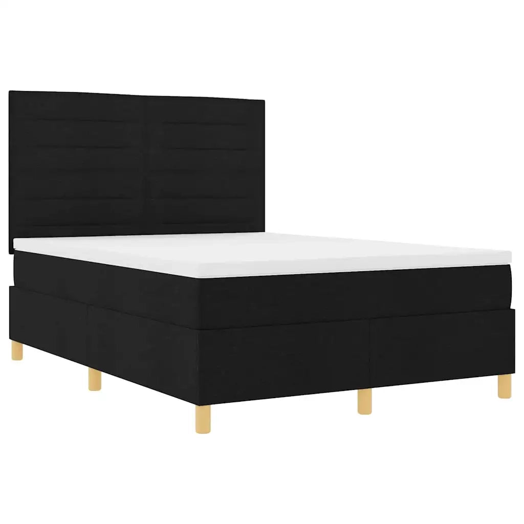Letto a Sorgente LED con materasso Nero 160 x 200 cm Tessuto