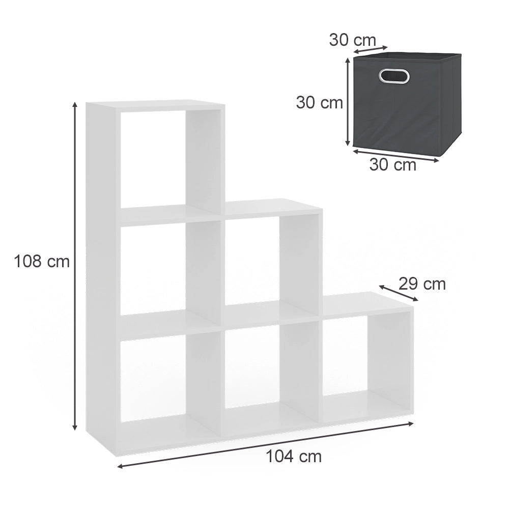 Vicco Scaffale per scale Bianco 105 x 107.5 cm con scatole pieghevoli opt.3